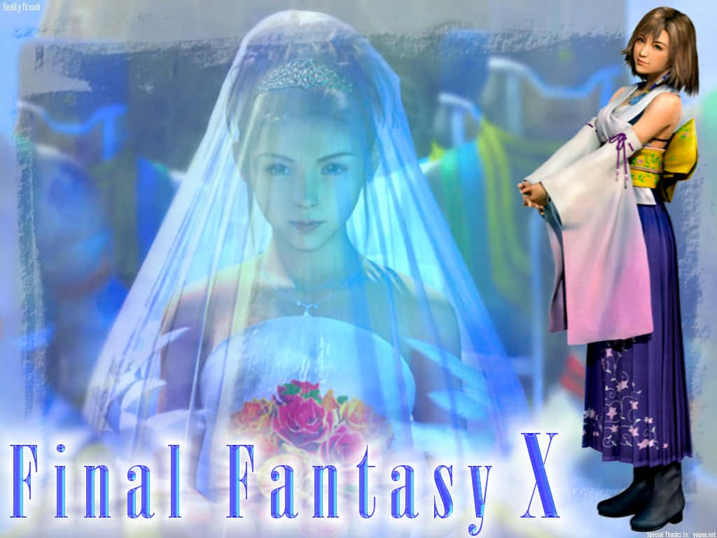 Final Fantasy X Yuna Bridal Gownand Traditional Outfit Wallpaper