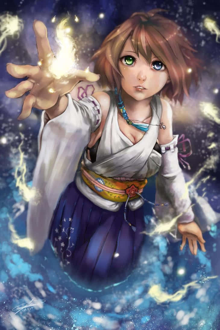 Final Fantasy Yuna Casting Magic Wallpaper