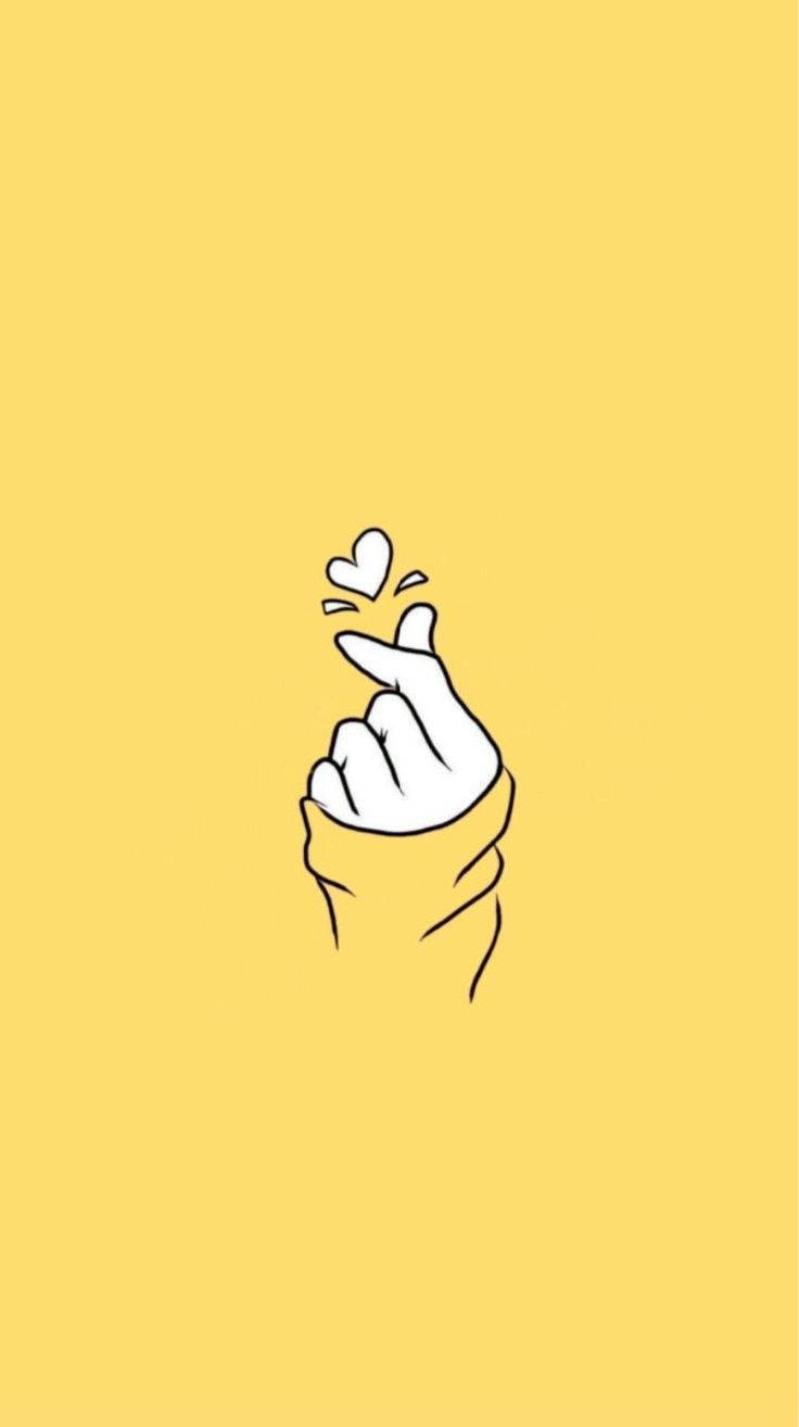 Finger Heart Cute Yellow Aesthetic Wallpaper