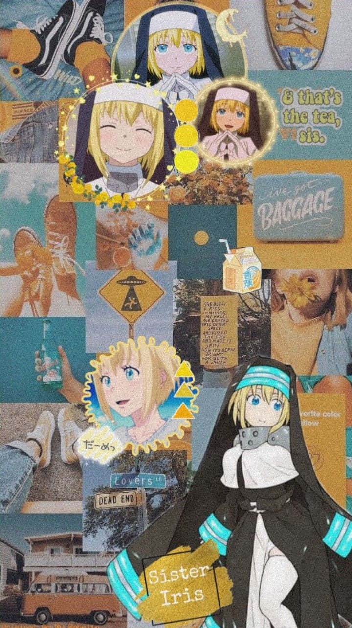 Fire Force Iris Collage Aesthetic Wallpaper