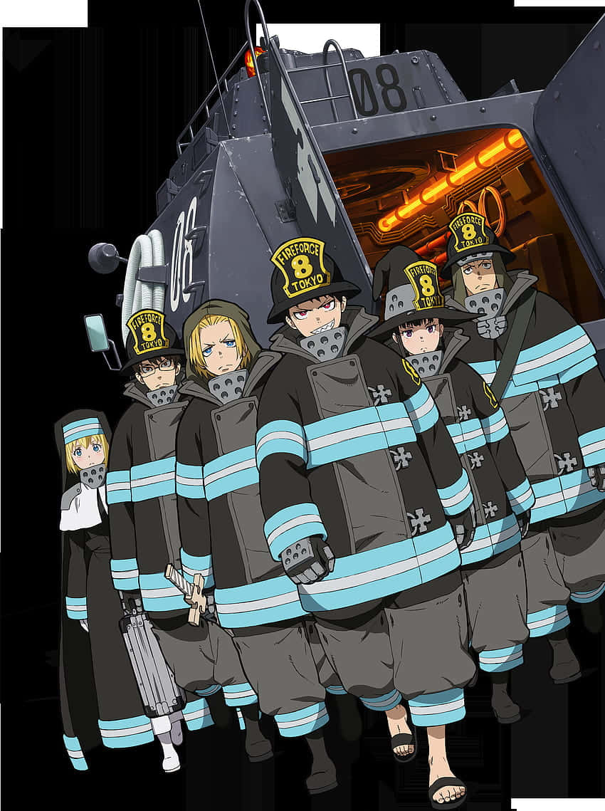 Fire Force Team8 Readyfor Action Wallpaper