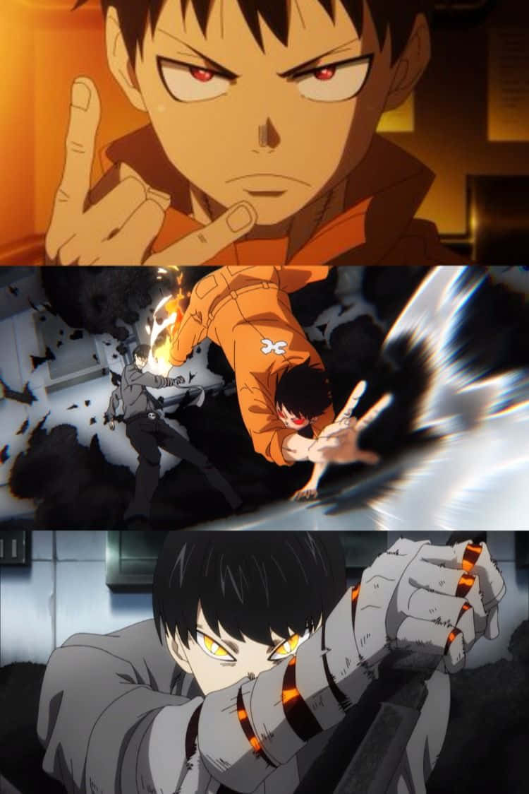 Fire Force Yuichiro Kurono Action Collage Wallpaper