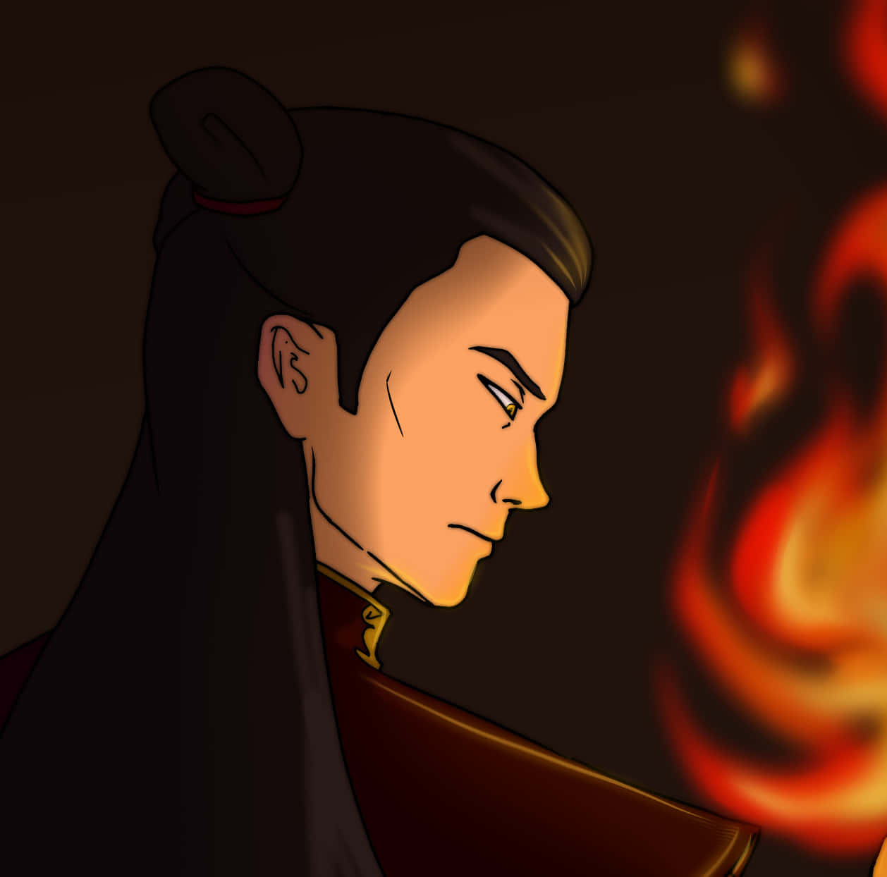 Fire Lord Ozai Profile With Flames Wallpaper