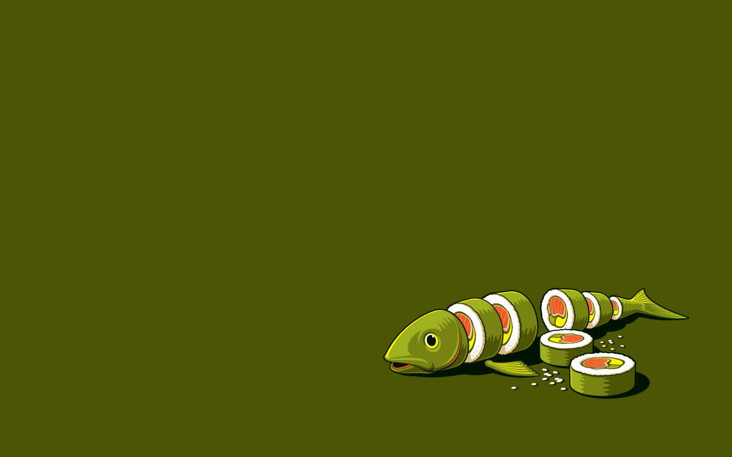 Fish Sushi Japanese Minimalist Art Wallpaper