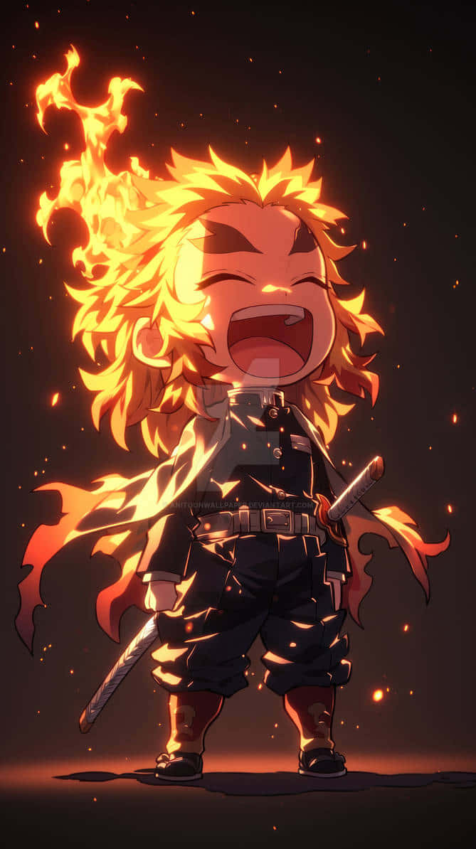 Flame_ Hashira_ Chibi_ Art Wallpaper