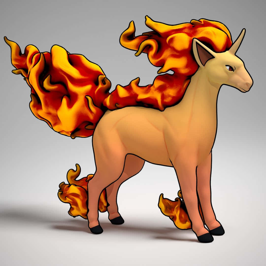 Flaming Rapidash3 D Model Wallpaper