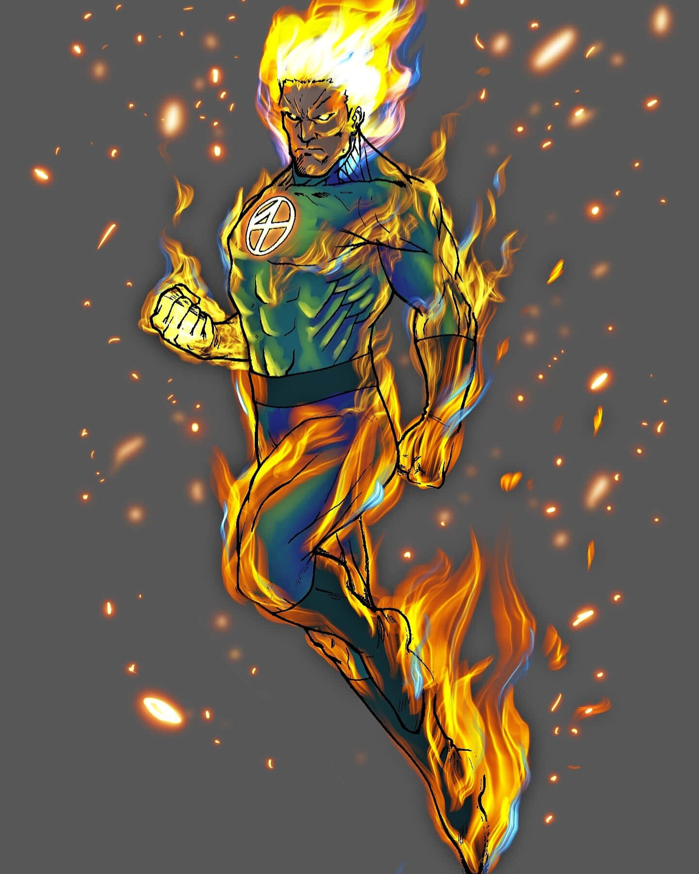 Flaming Superhero Artwork Wallpaper