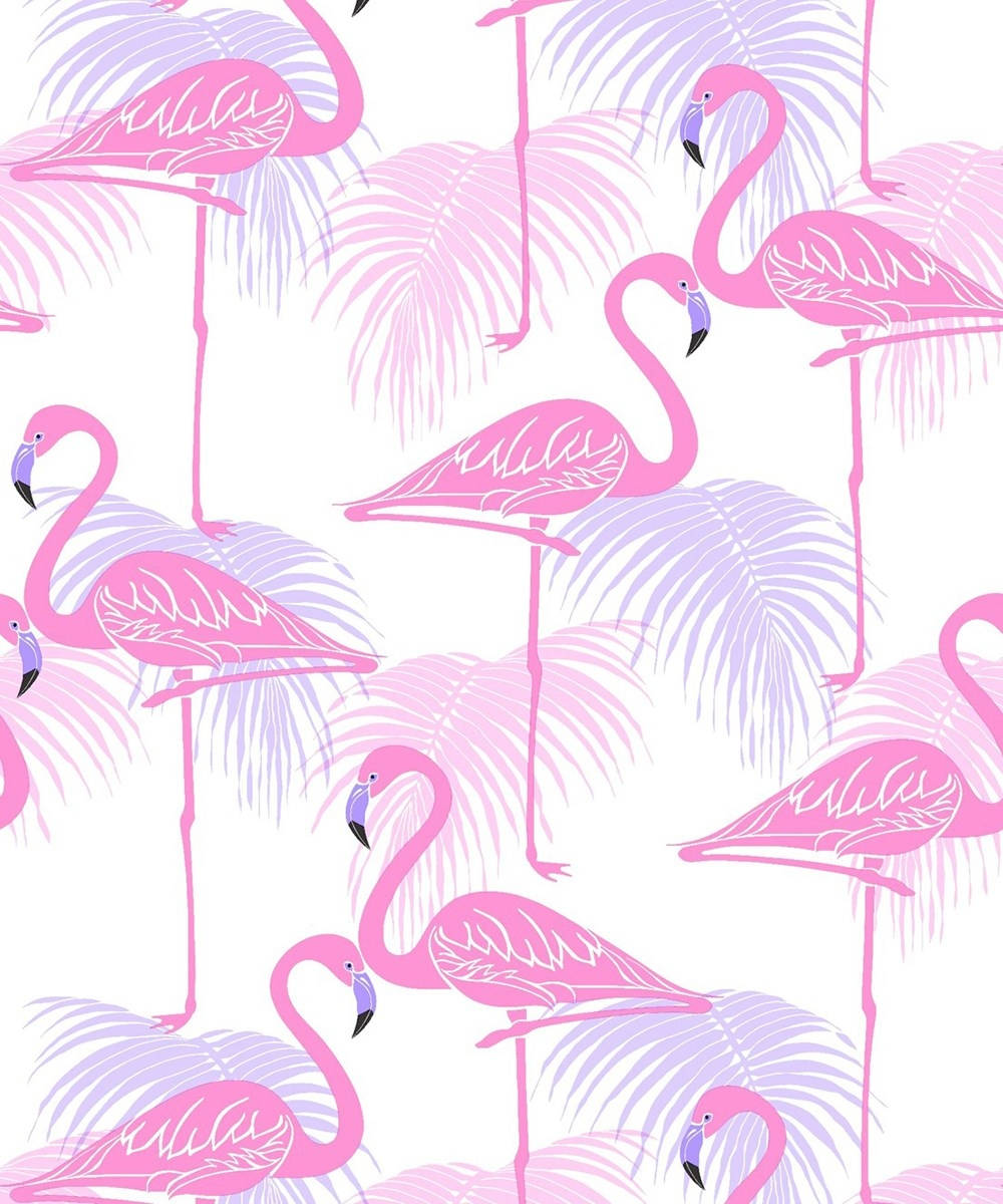 Flamingo Pattern In Pink And Lilac Wallpaper