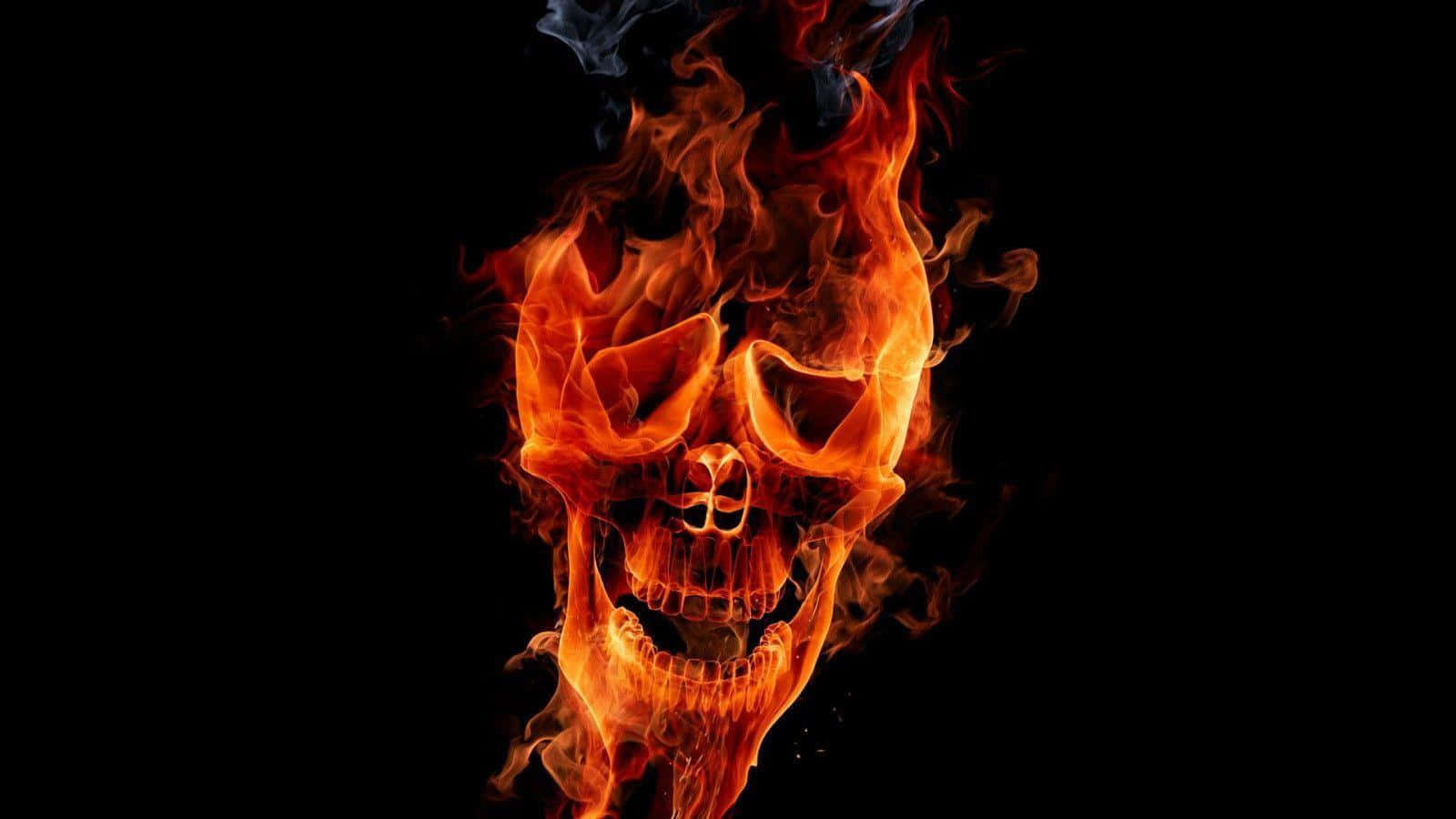 Floating Flaming Skull Wallpaper