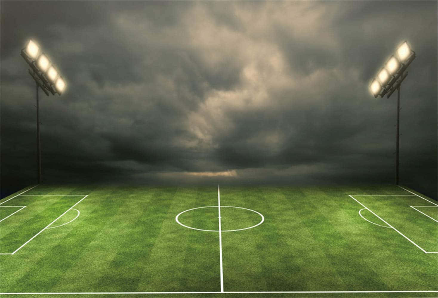 Floodlit Soccer Field Stormy Sky Wallpaper