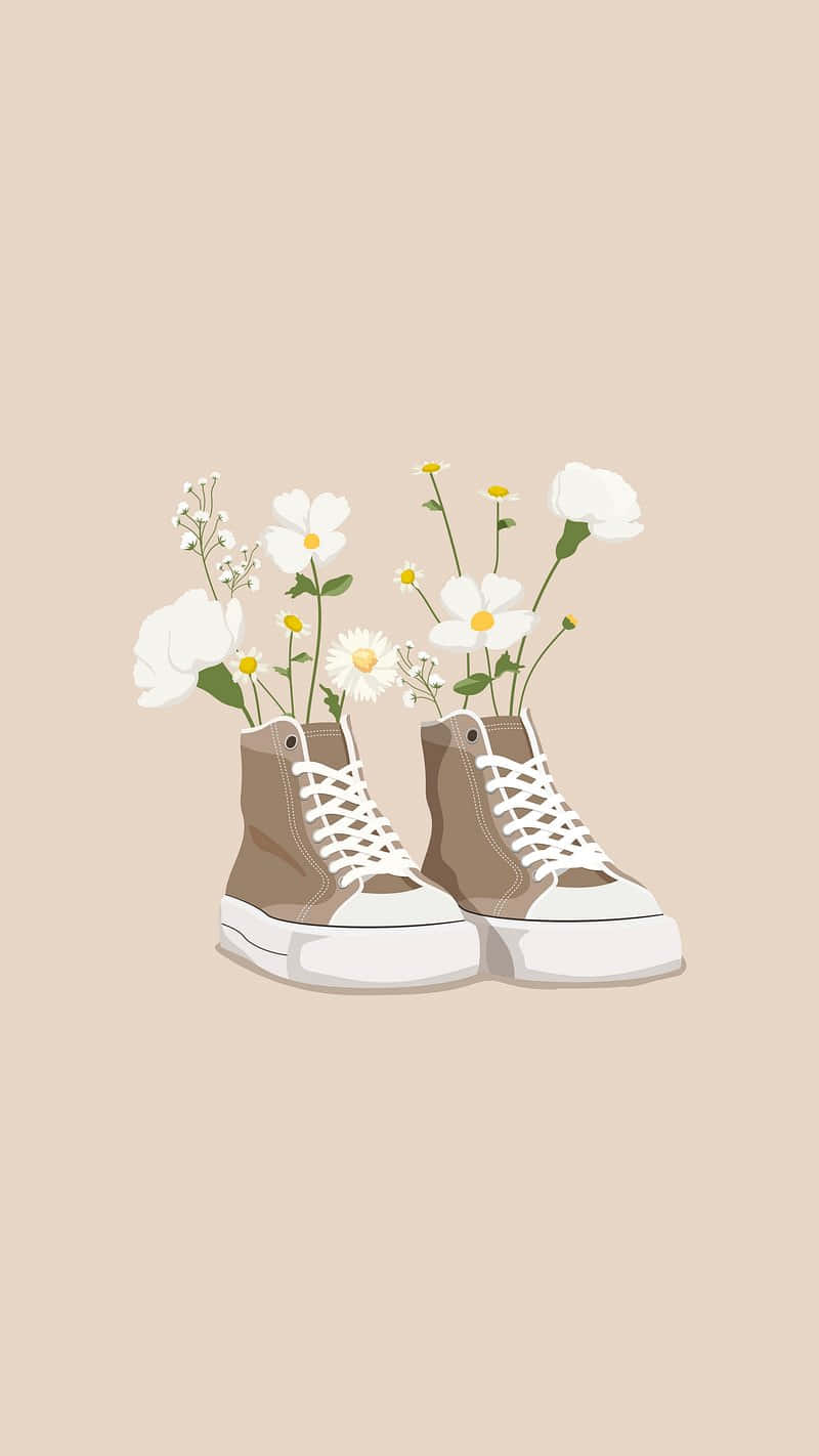 Floral High Top Sneakers Art Wallpaper