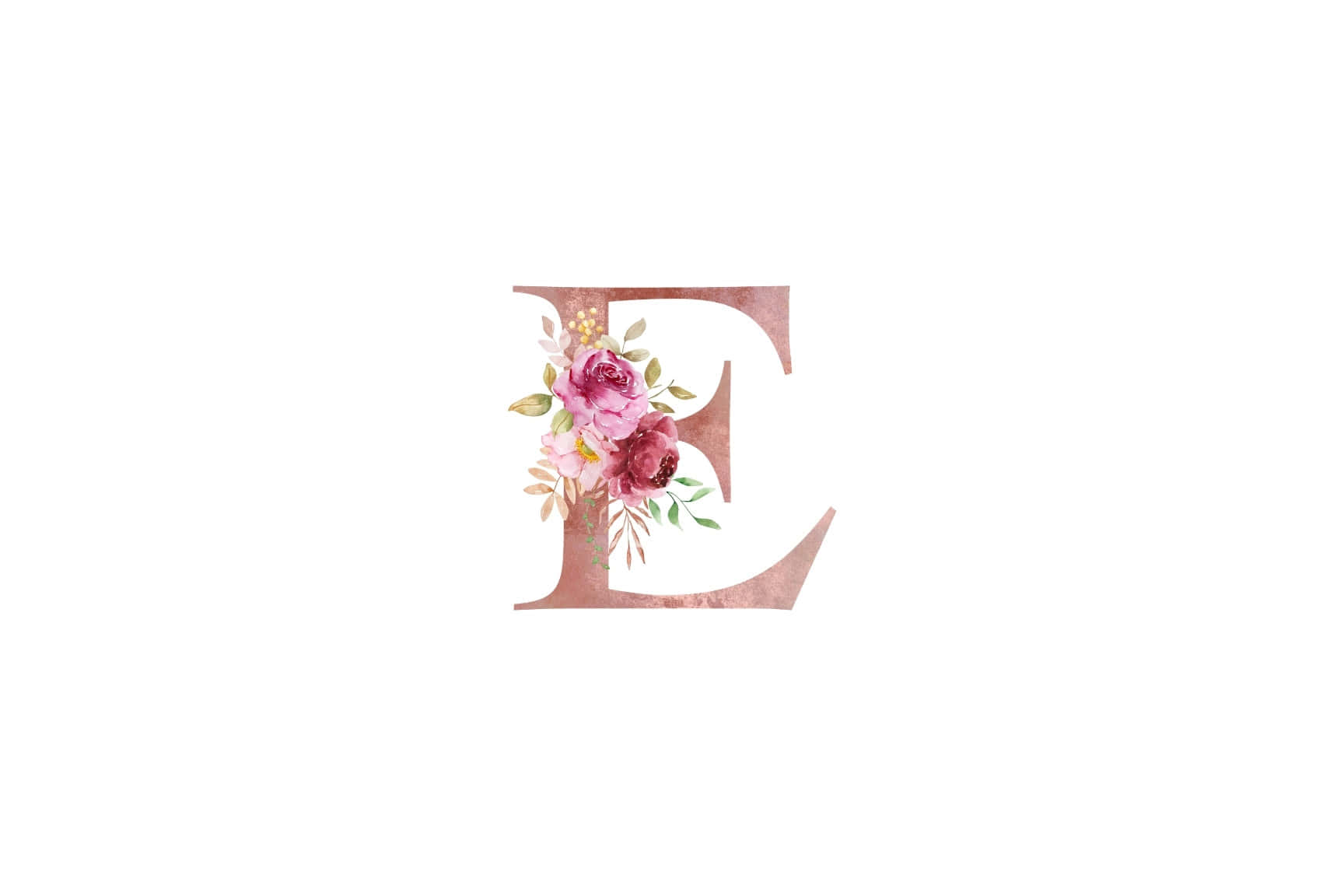 Floral Letter E Watercolor Wallpaper