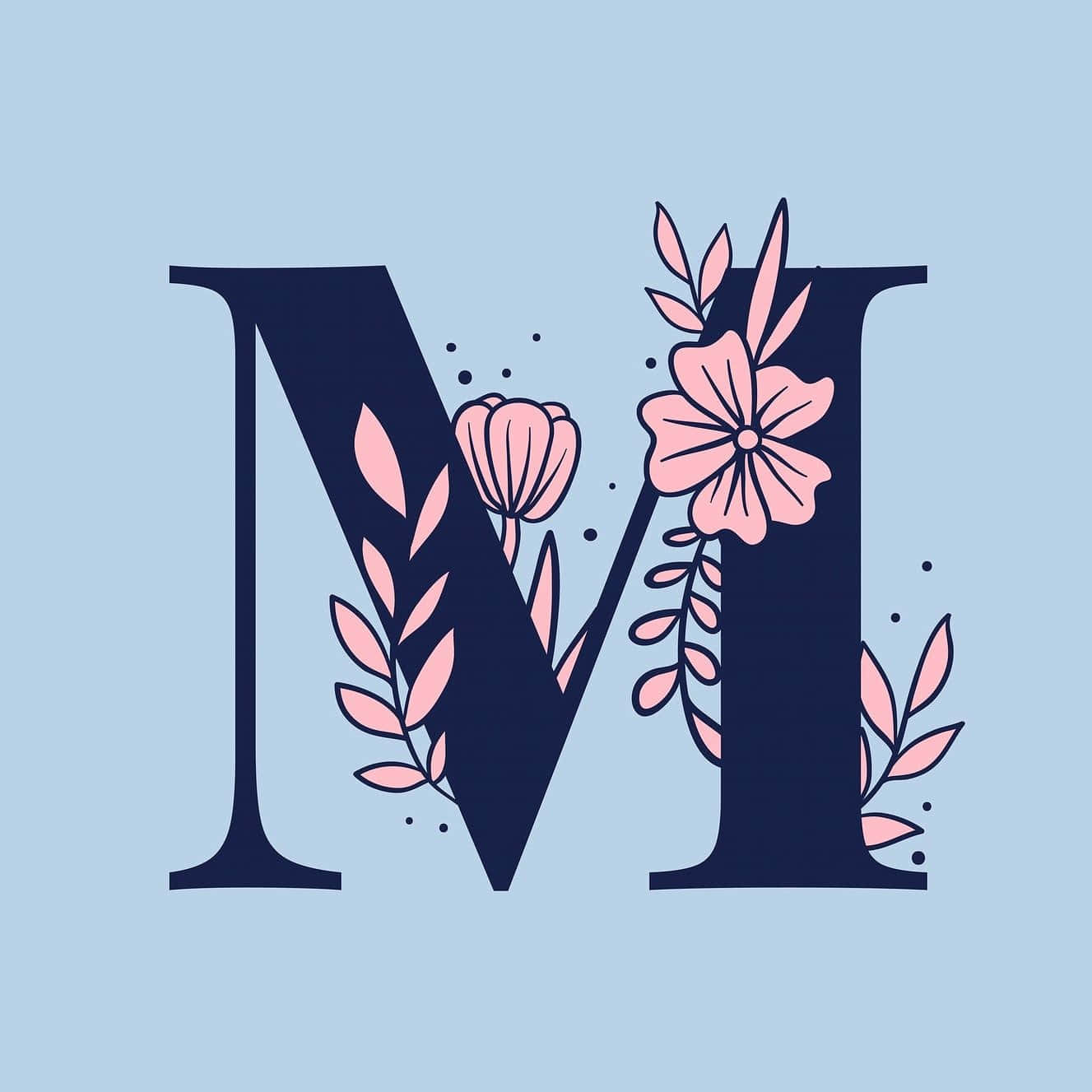 Floral Letter M Aesthetic Design Wallpaper