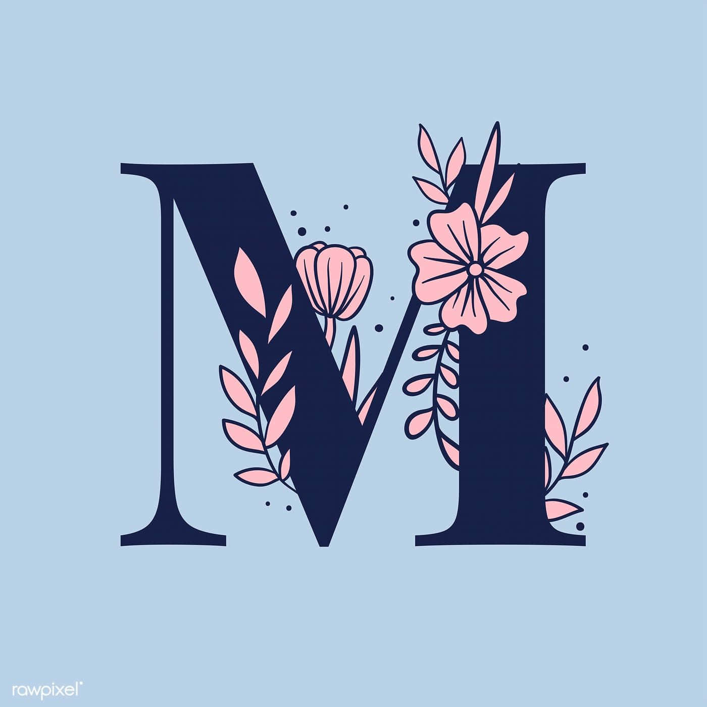 Floral Letter M Aesthetic Wallpaper