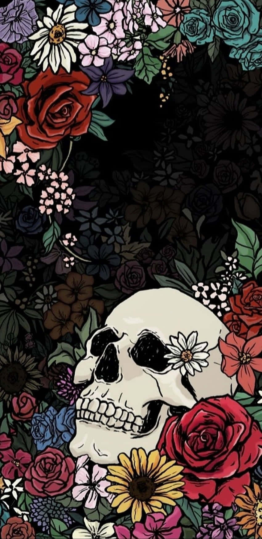 Floral Skull Aesthetic.jpg Wallpaper