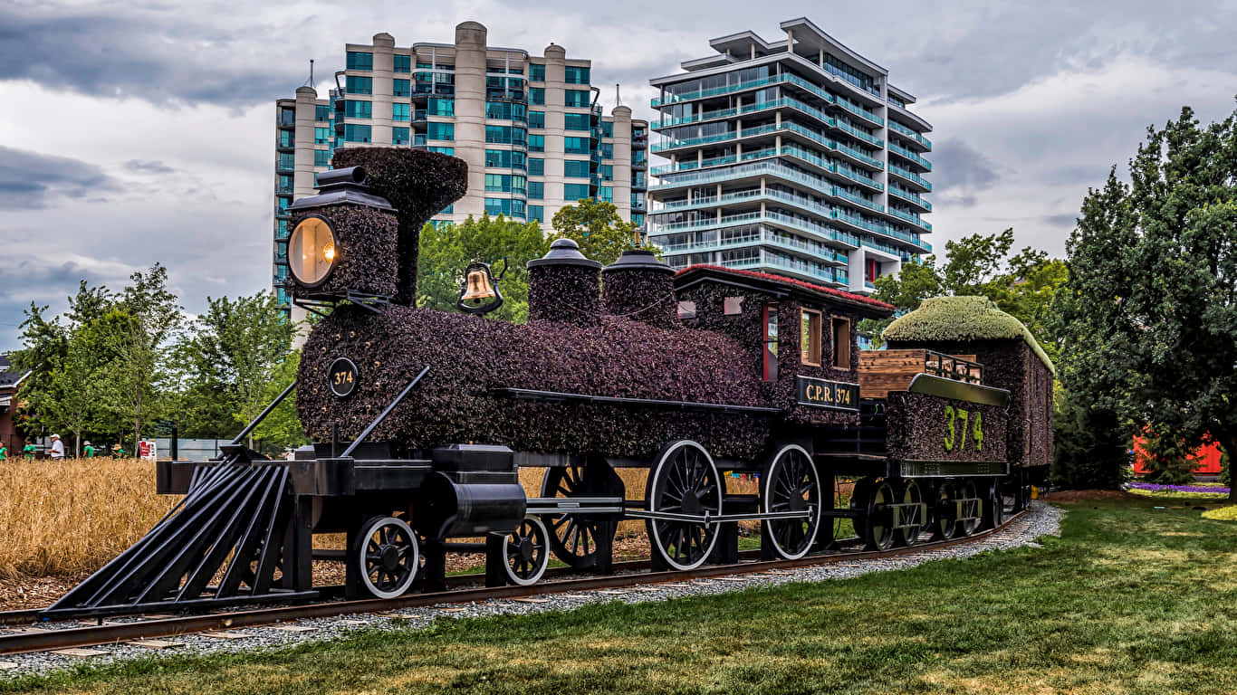 Floral Train Display Gatineau Wallpaper