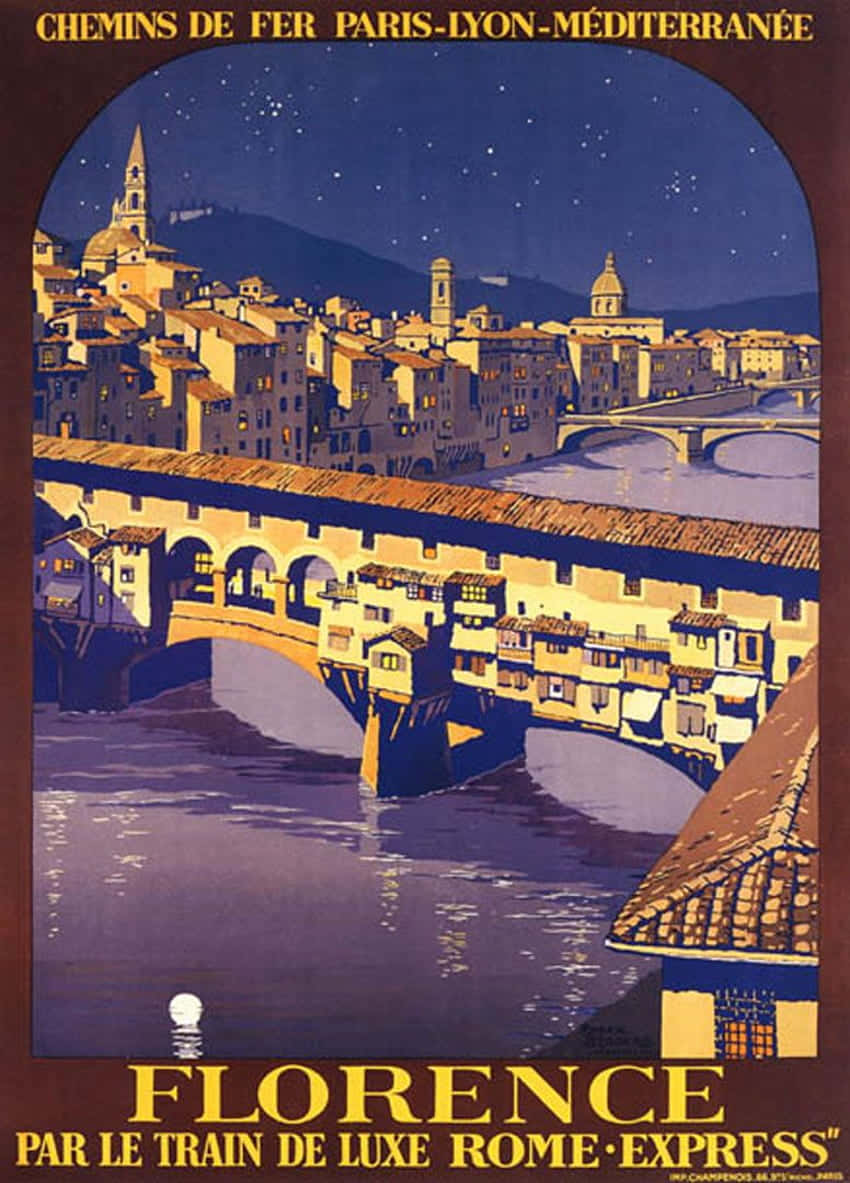 Florence Vintage Travel Poster Rome Express Wallpaper