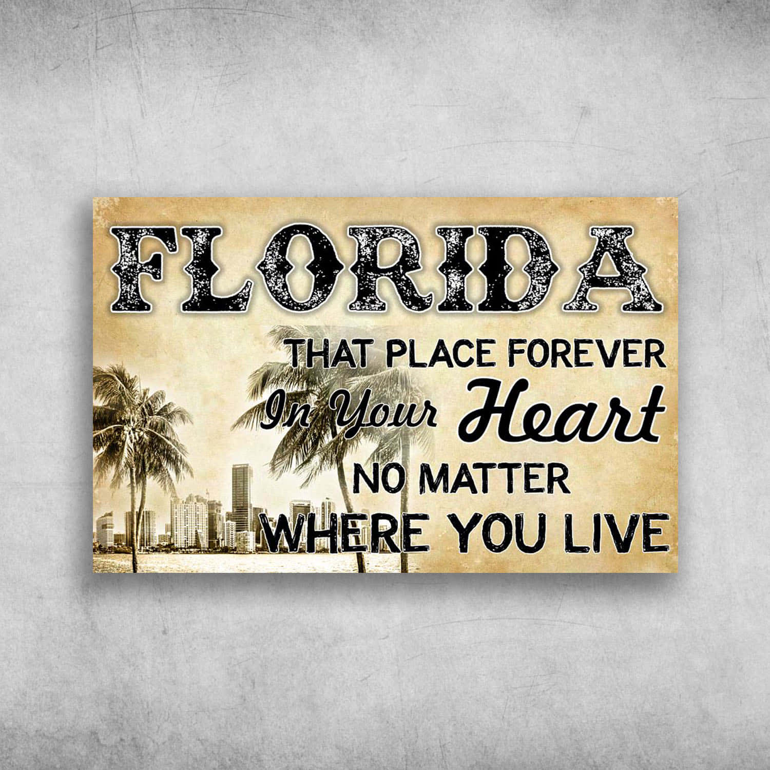 Florida Retro Travel Heart Wall Art Wallpaper