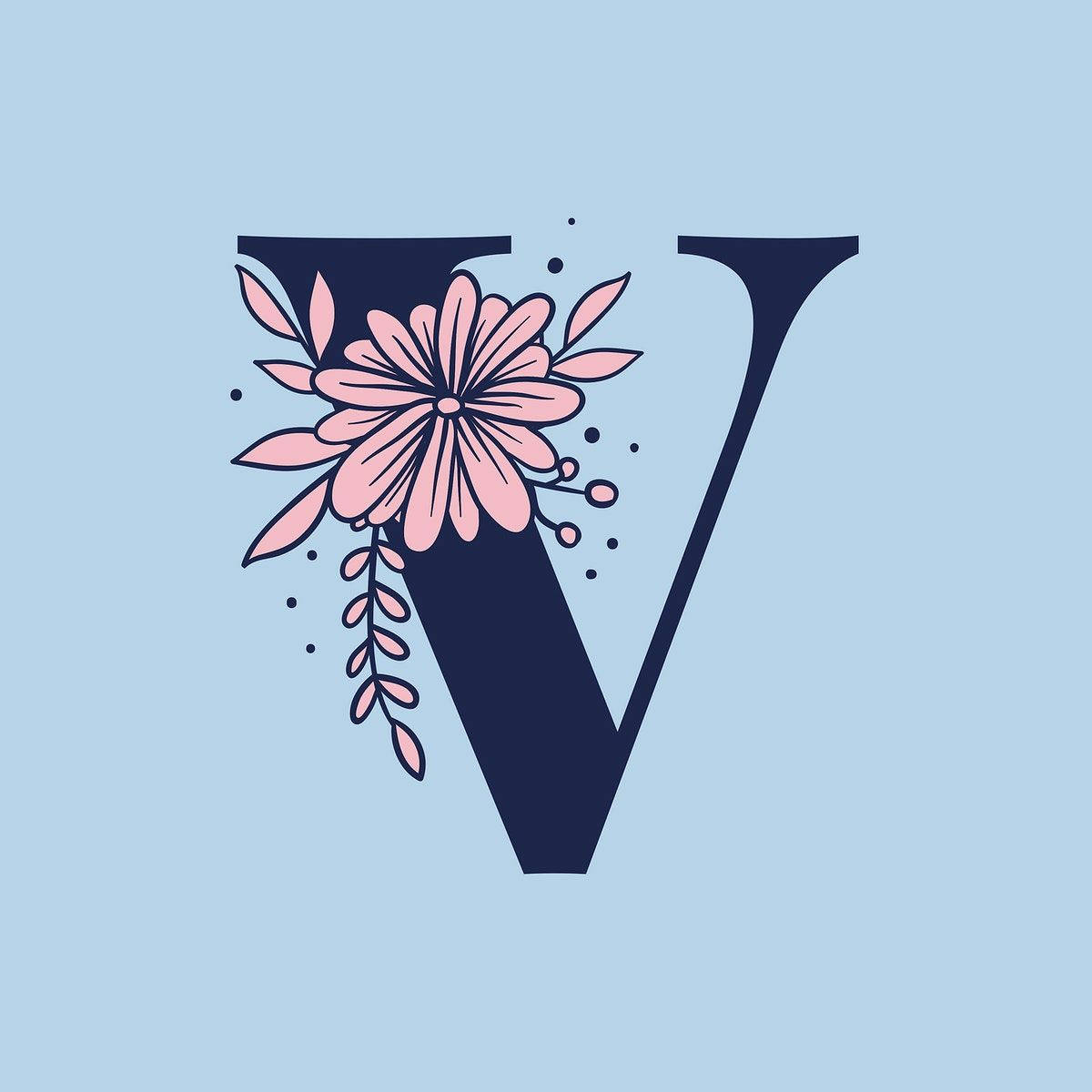 Flower On Letter V Wallpaper