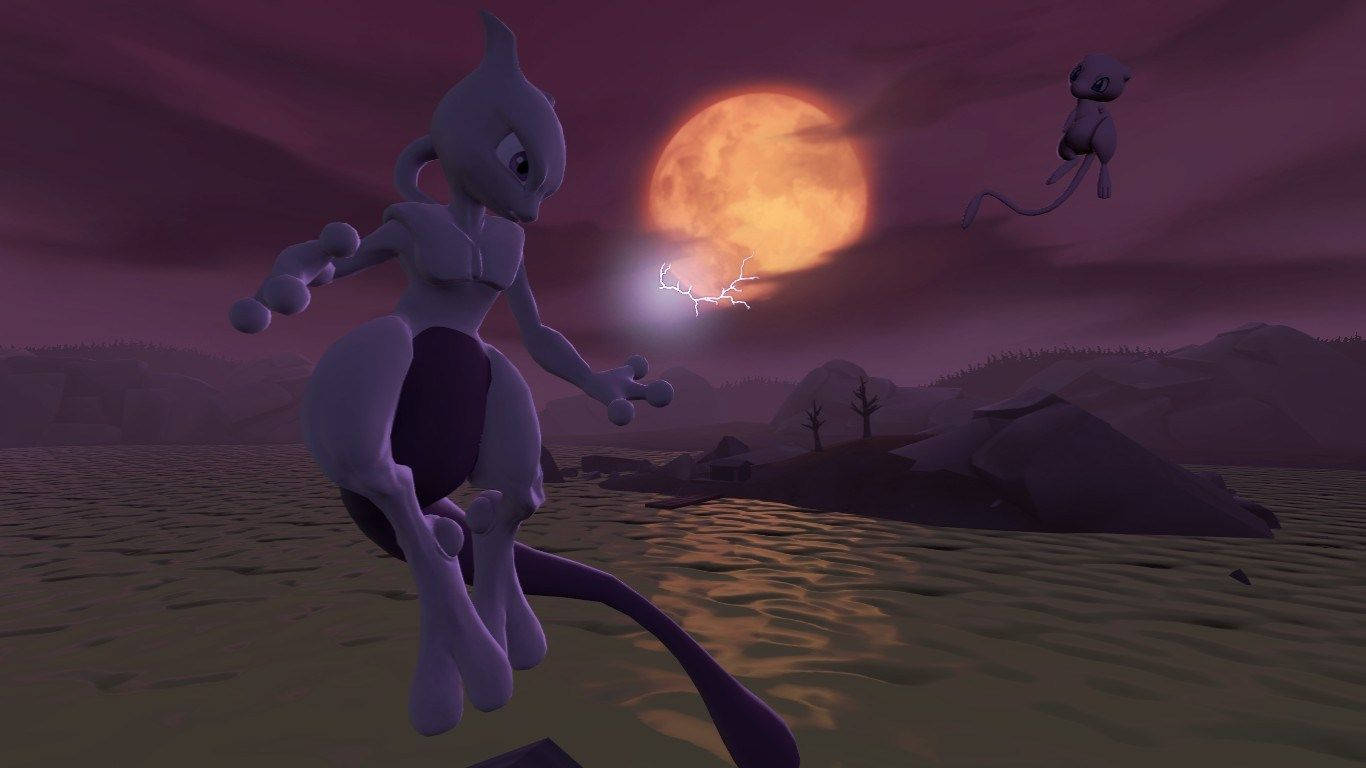 Flying Shiny Mewtwo Wallpaper