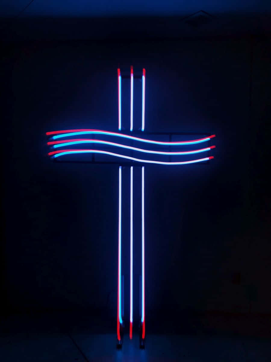 Follow The Neon Cross | Be Illuminated By Your Faith Wallpaper