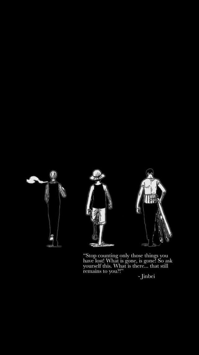 Follow The Strawhat Pirate Crew In One Piece Black And White Wallpaper