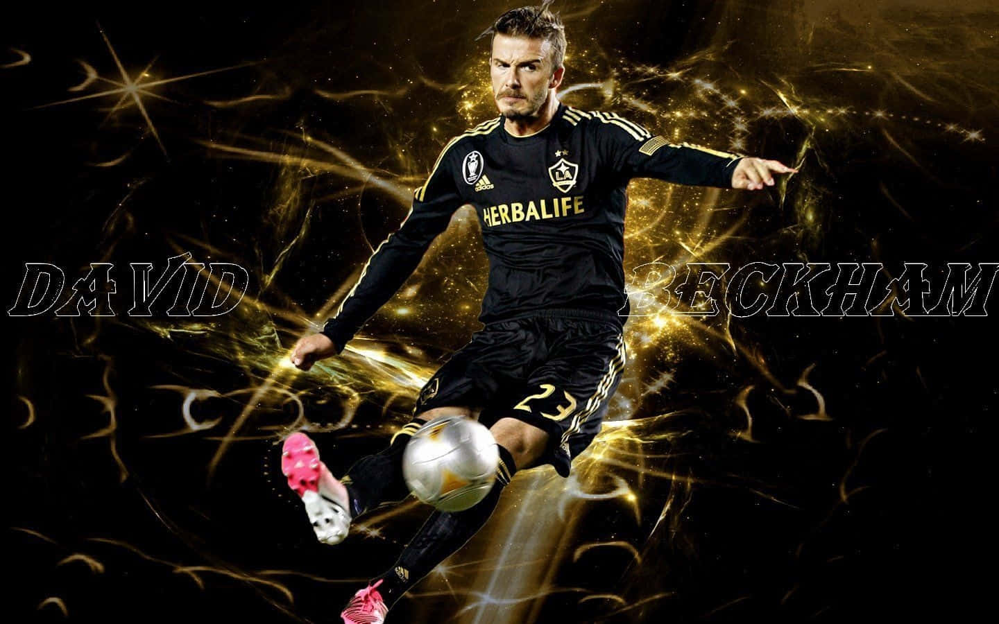 Football Galaxy David Beckham With Silver Ball Wallpaper