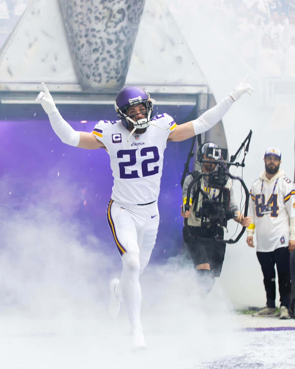 Football Player Entrance Purple Smoke Wallpaper