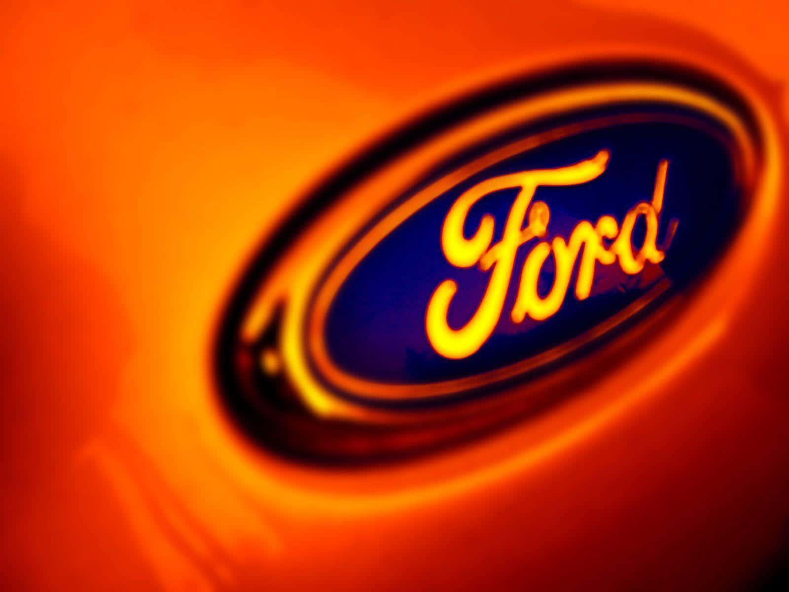 Ford Logo On A Stunning Blue Background Wallpaper