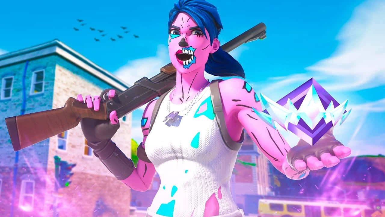 Fortnite Pink Ghoul Trooper Action Pose Wallpaper