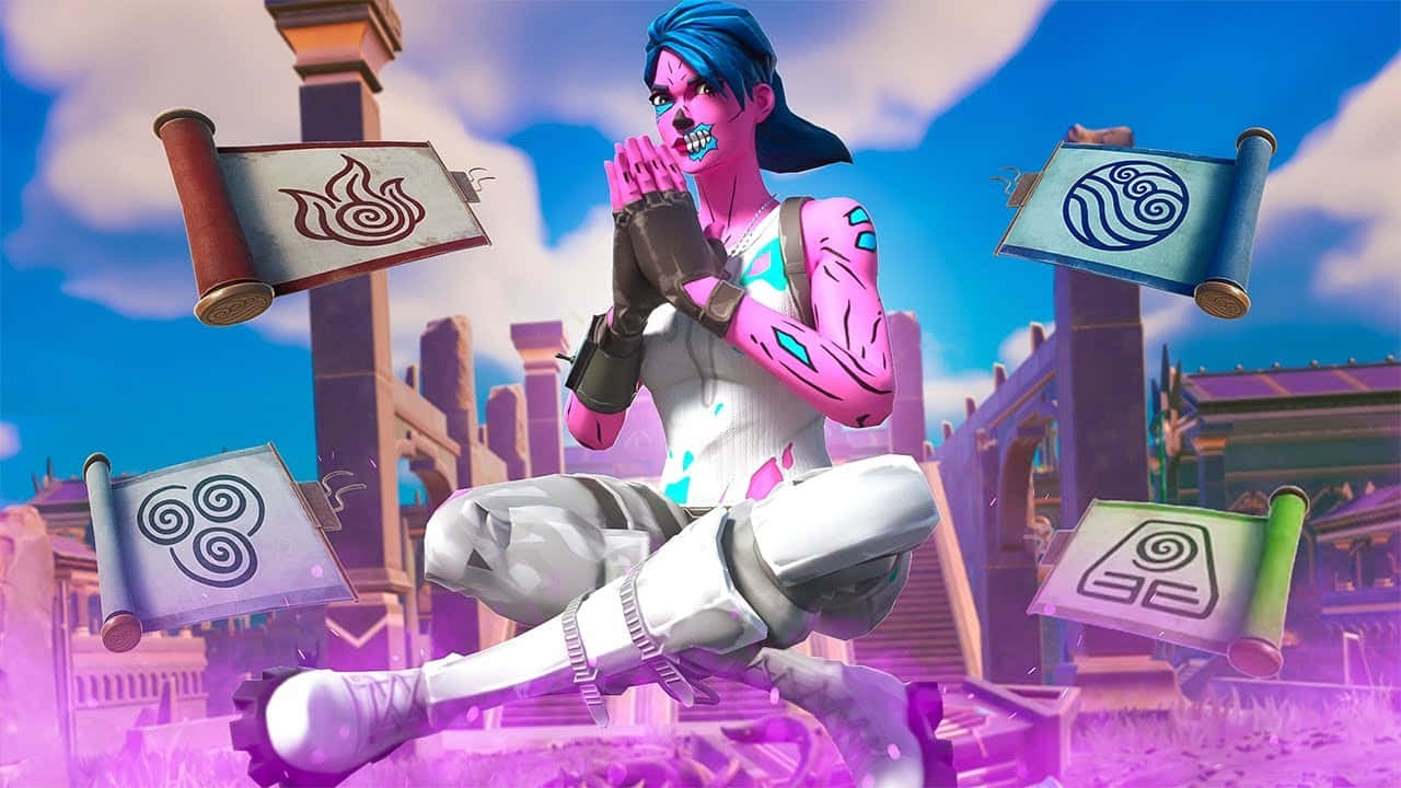 Fortnite Pink Ghoul Trooper Action Pose Wallpaper