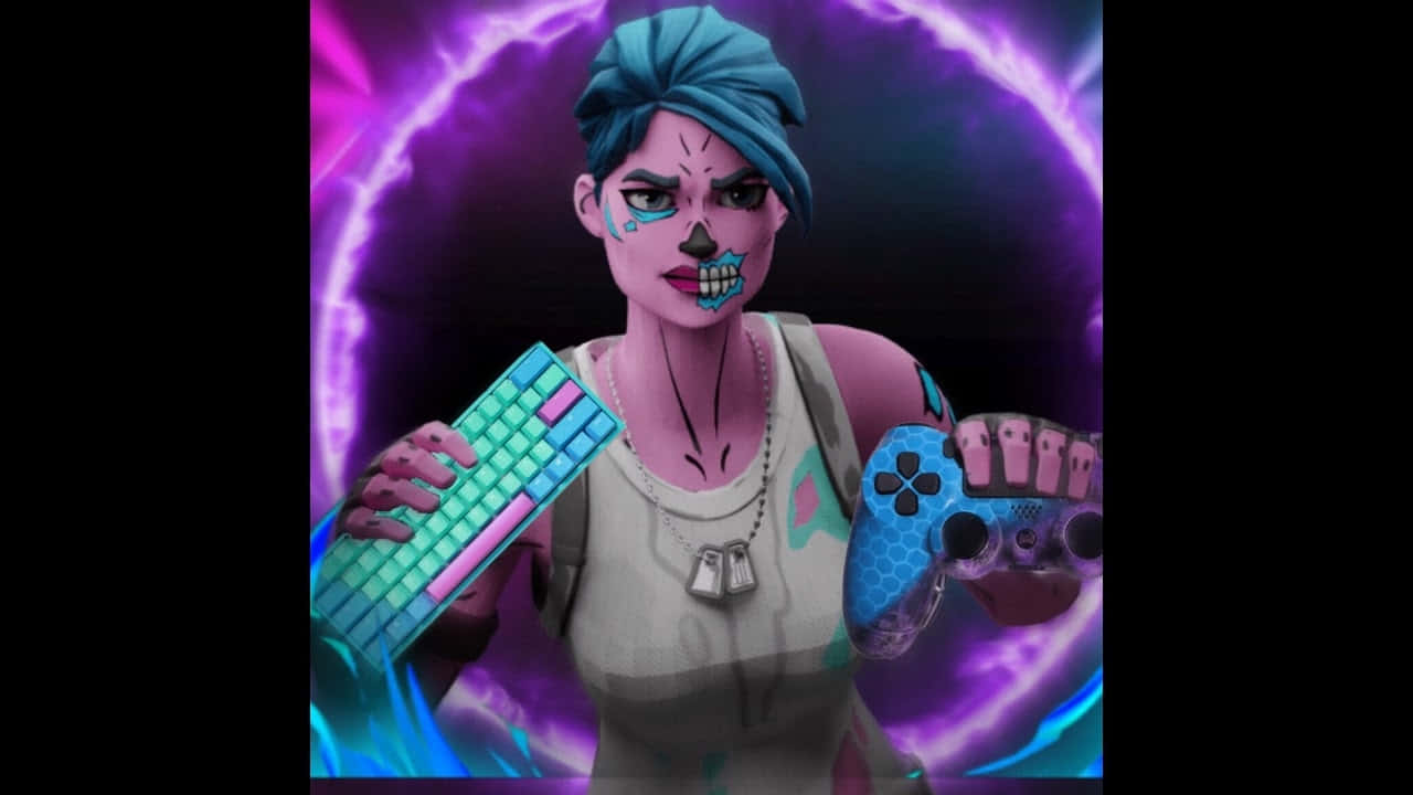 Fortnite Pink Ghoul Trooper Gamer Setup Wallpaper