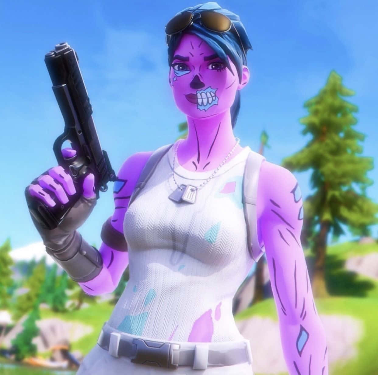 Fortnite Pink Ghoul Trooper With Pistol Wallpaper