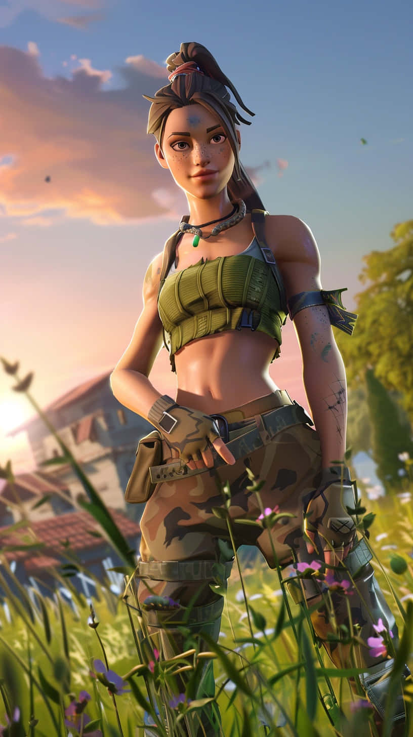 Fortnite Ramirez Character Sunset Backdrop Wallpaper