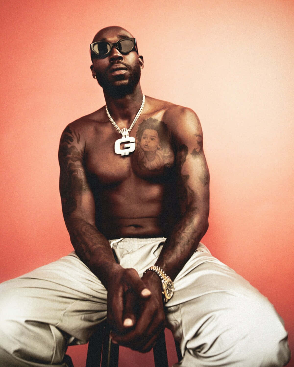 Freddie Gibbs Shirtless Portrait Wallpaper