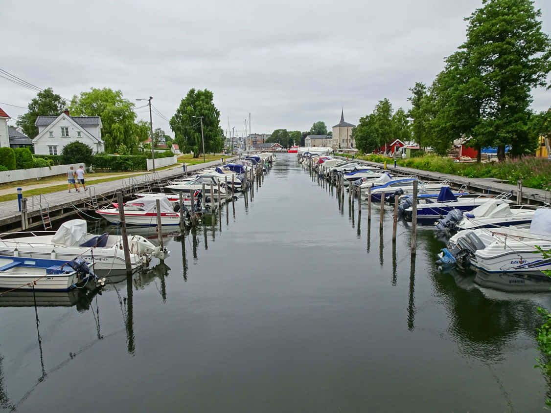 Fredrikstad Marina Cloudy Day Wallpaper