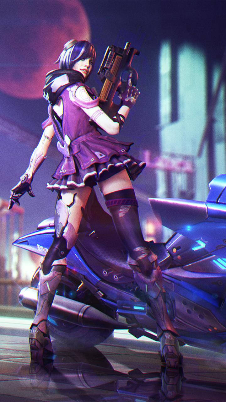 Free Fire Clown Girl Holding Gun 3d Wallpaper