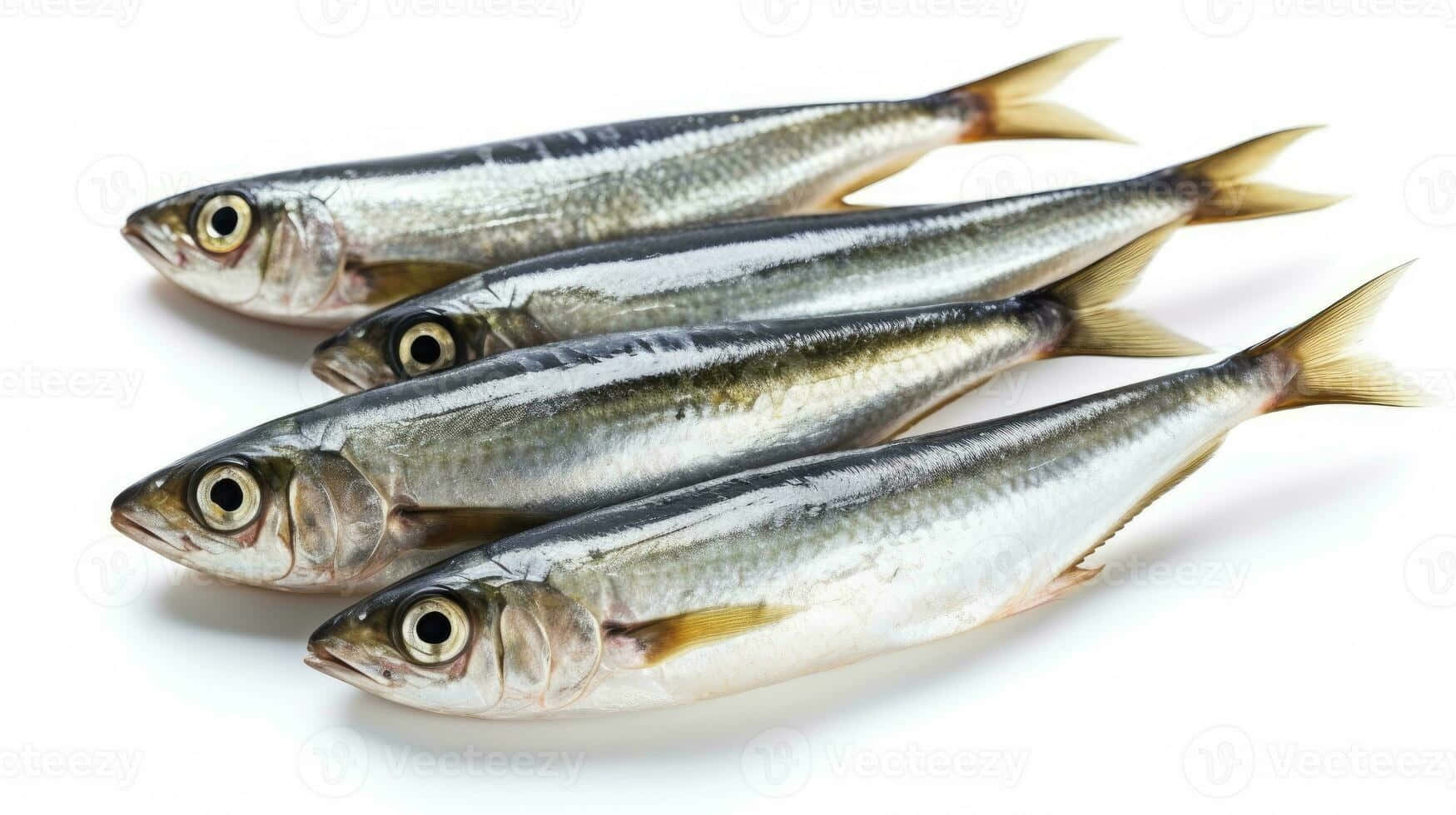 Fresh Anchovies White Background Wallpaper