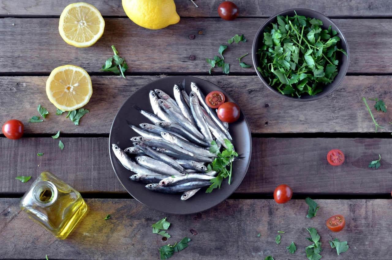 Fresh Anchovieswith Herbsand Lemon Wallpaper