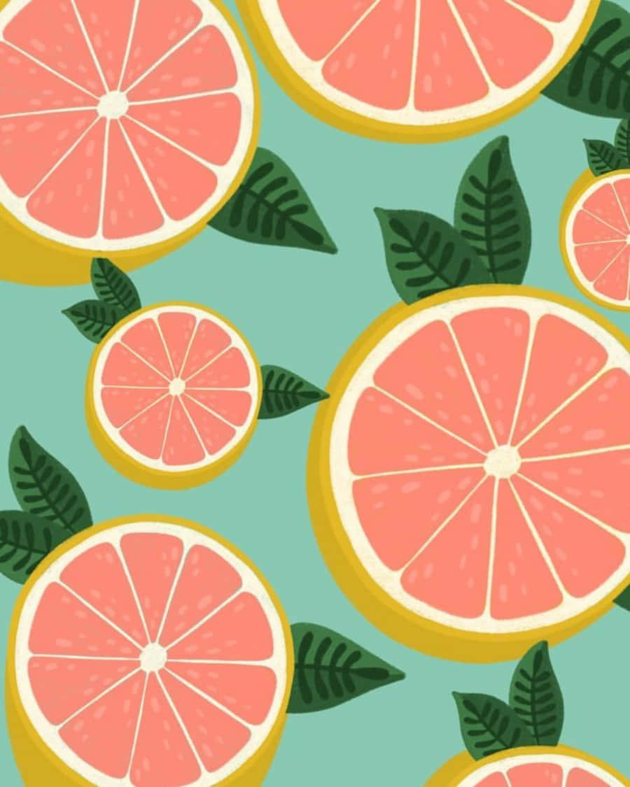 Fresh And Juicy Pink Grapefruit Slices Wallpaper