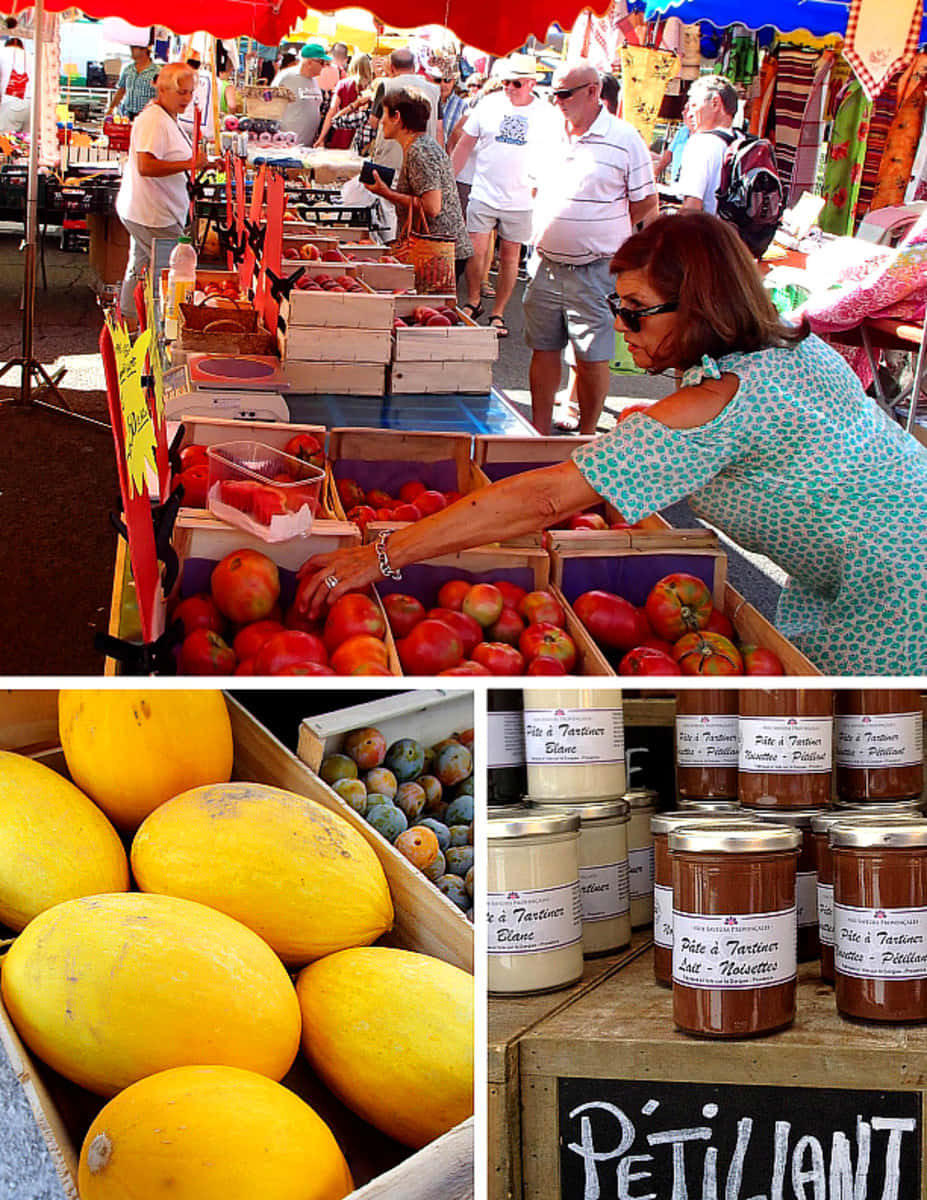 Fresh Assortment Of Colorful Fruits And Vegetables At A Vibrant Farmers Market Wallpaper