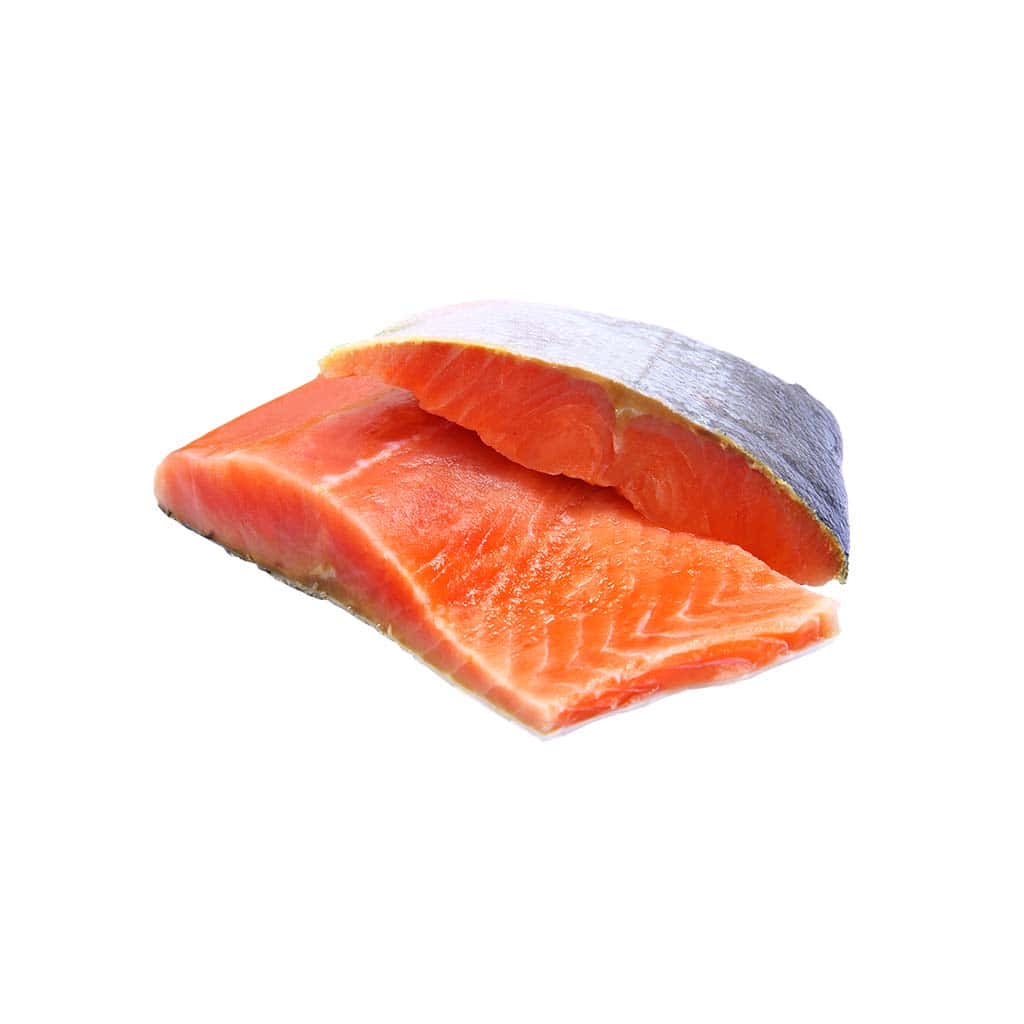 Fresh Pink Salmon Steak Isolated Wallpaper