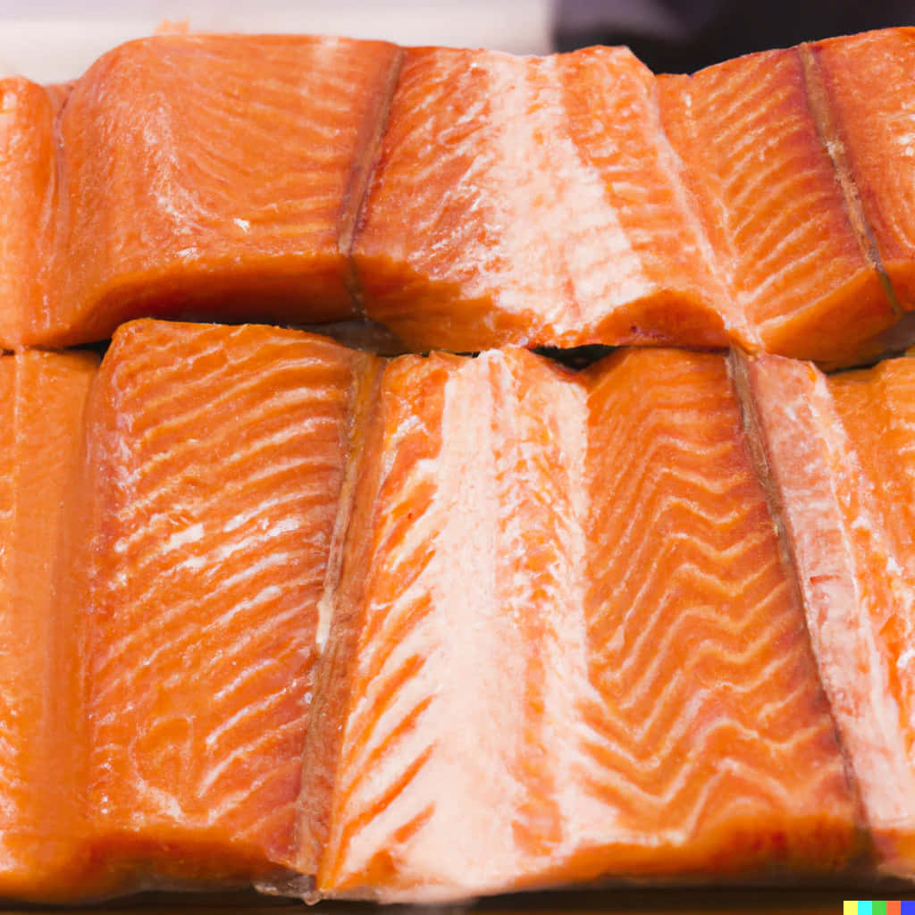 Fresh Pink Salmon Steaks Display Wallpaper