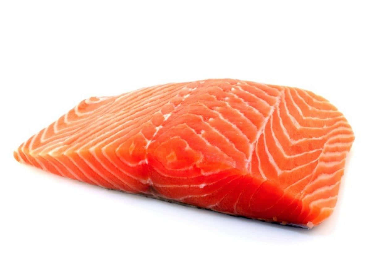 Fresh Salmon Steak White Background Wallpaper