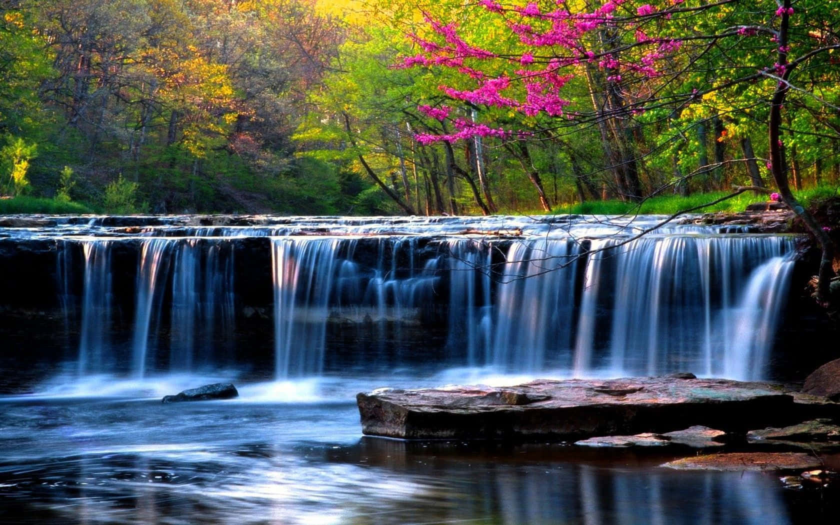 Fresh Spring Water Flowing Through Rocks Wallpaper