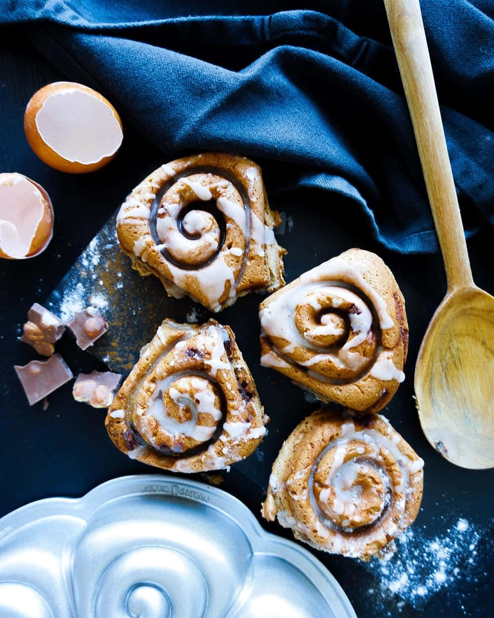 Freshly Baked Cinnamon Rolls Still Life Wallpaper