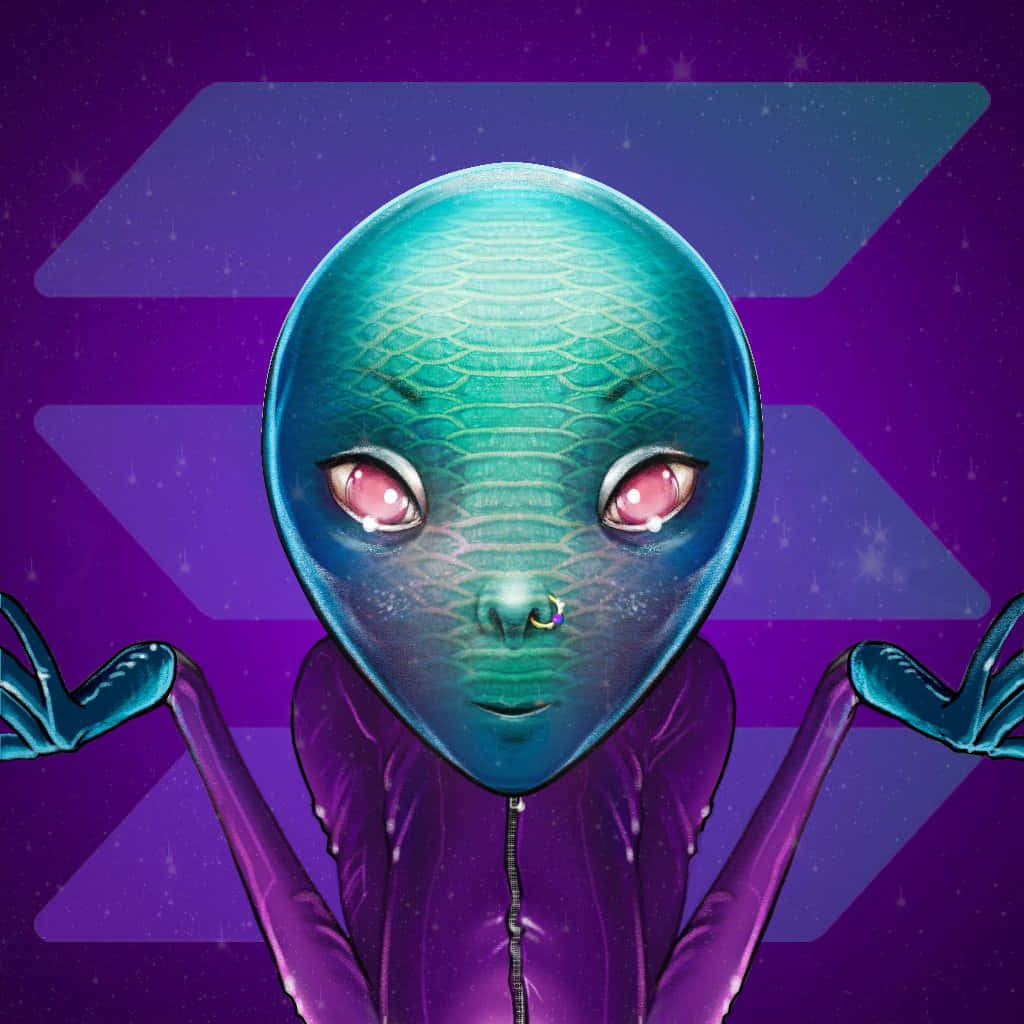 Friendly Cartoon Alien Waving Hello Wallpaper