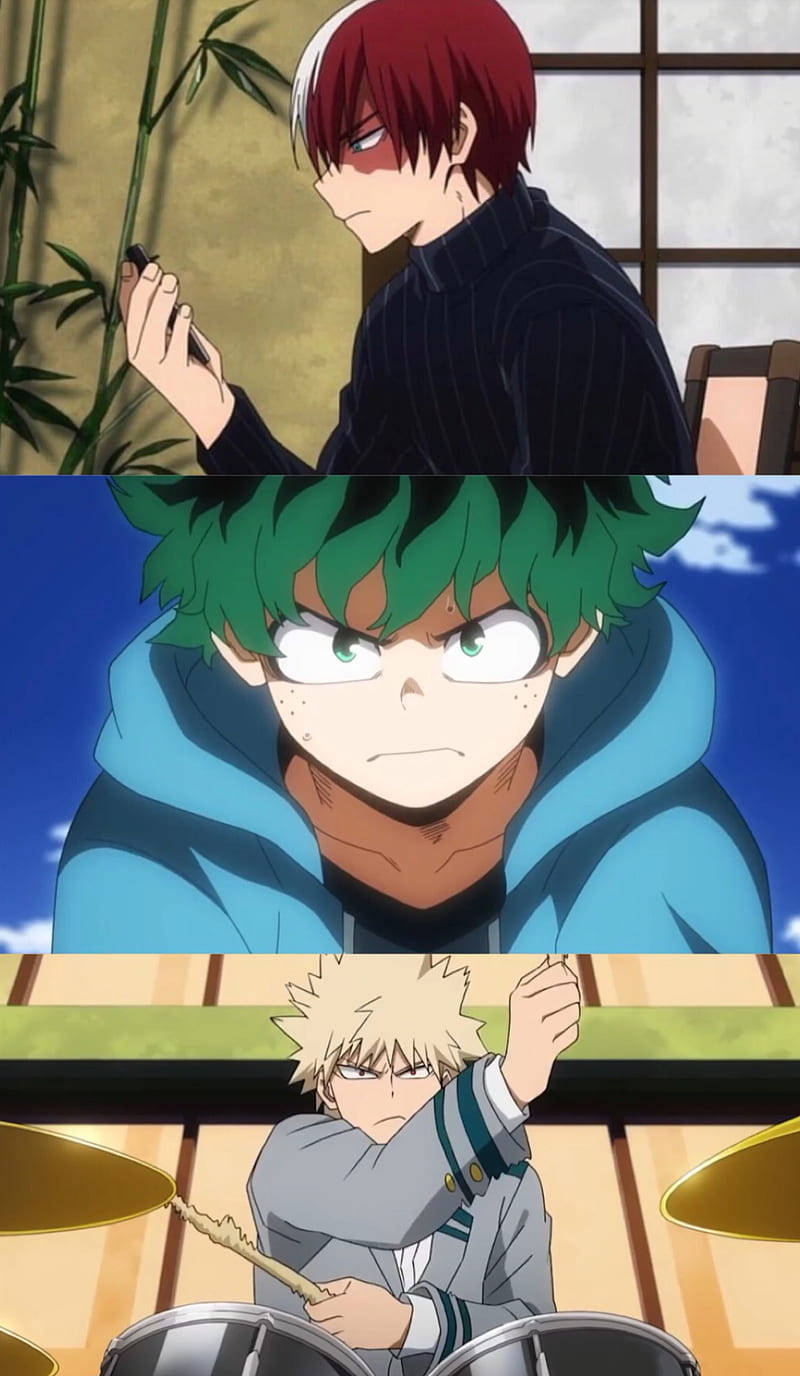 Friendship Between Deku, Todoroki, And Bakugou Wallpaper