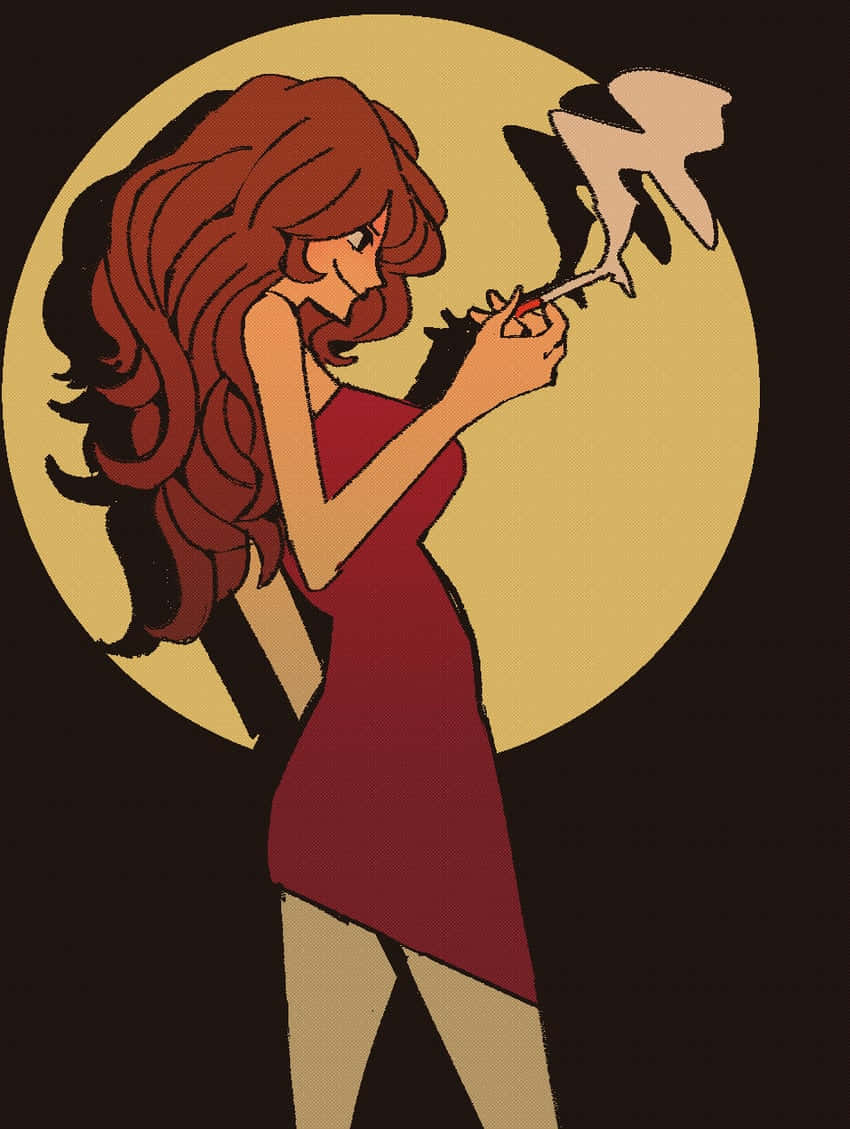 Fujiko Mine Silhouette Smoking Wallpaper