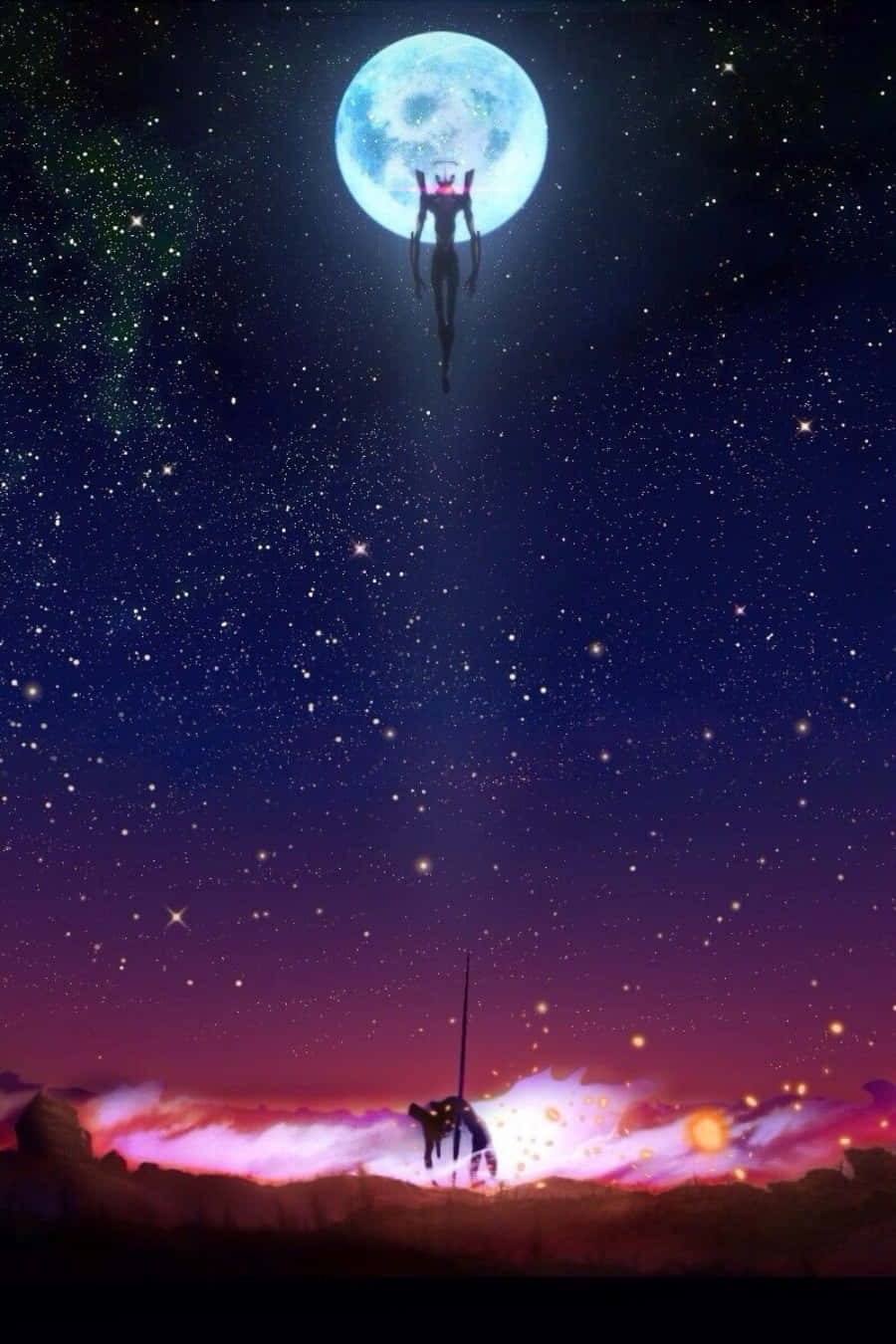 Full Moon Neon Genesis Evangelion Iphone Wallpaper